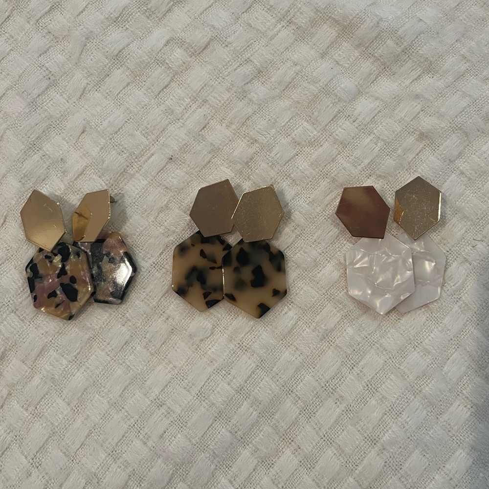 Set of 3 marbled earrings